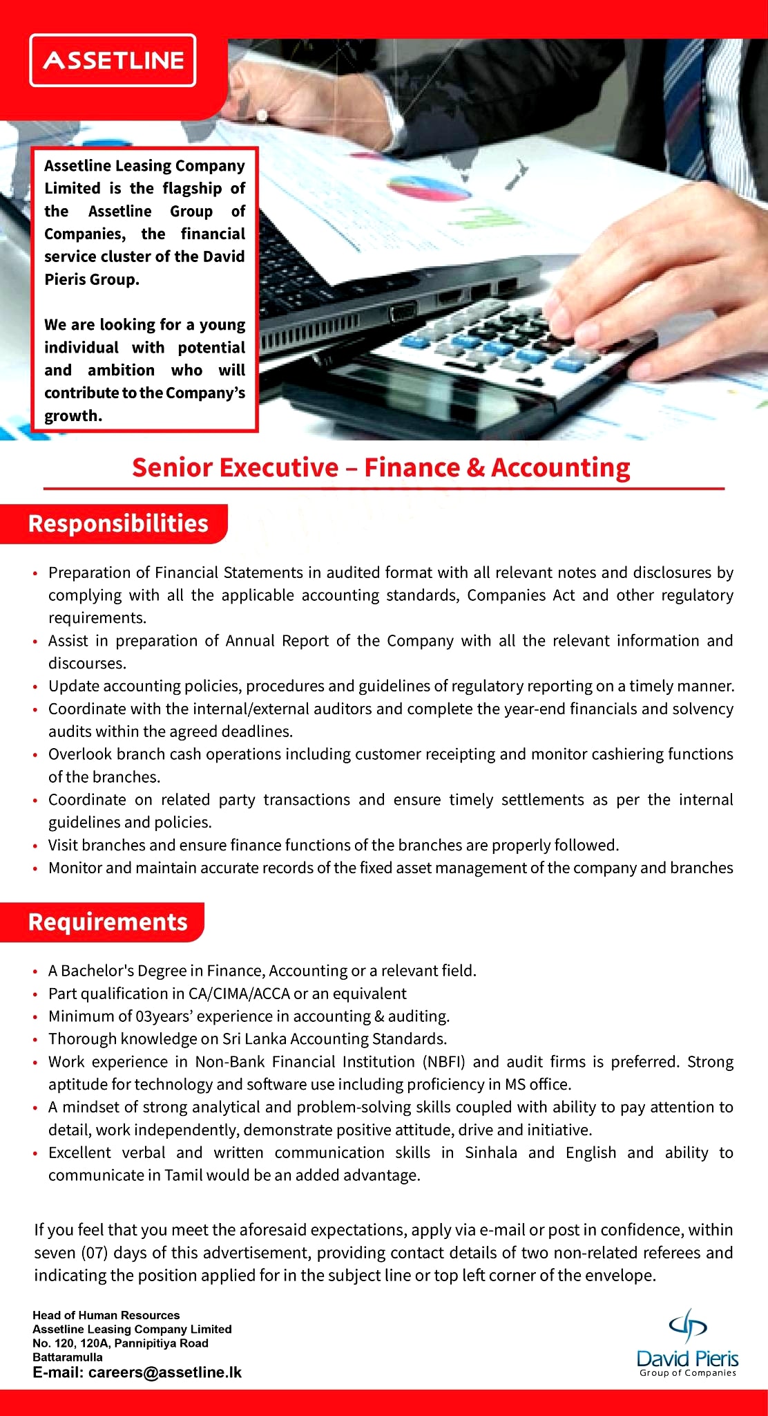 Senior Executive - Finance & Accounting - Asia Asset Finance Jobs Vacancies