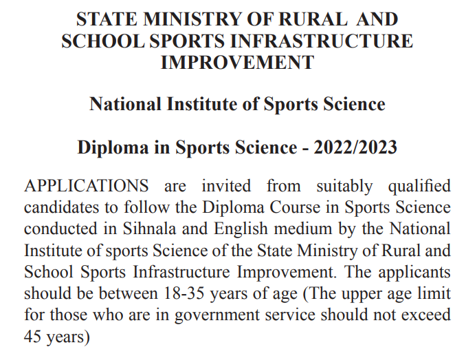 Sports Science Diploma Courses in Sri Lanka Details