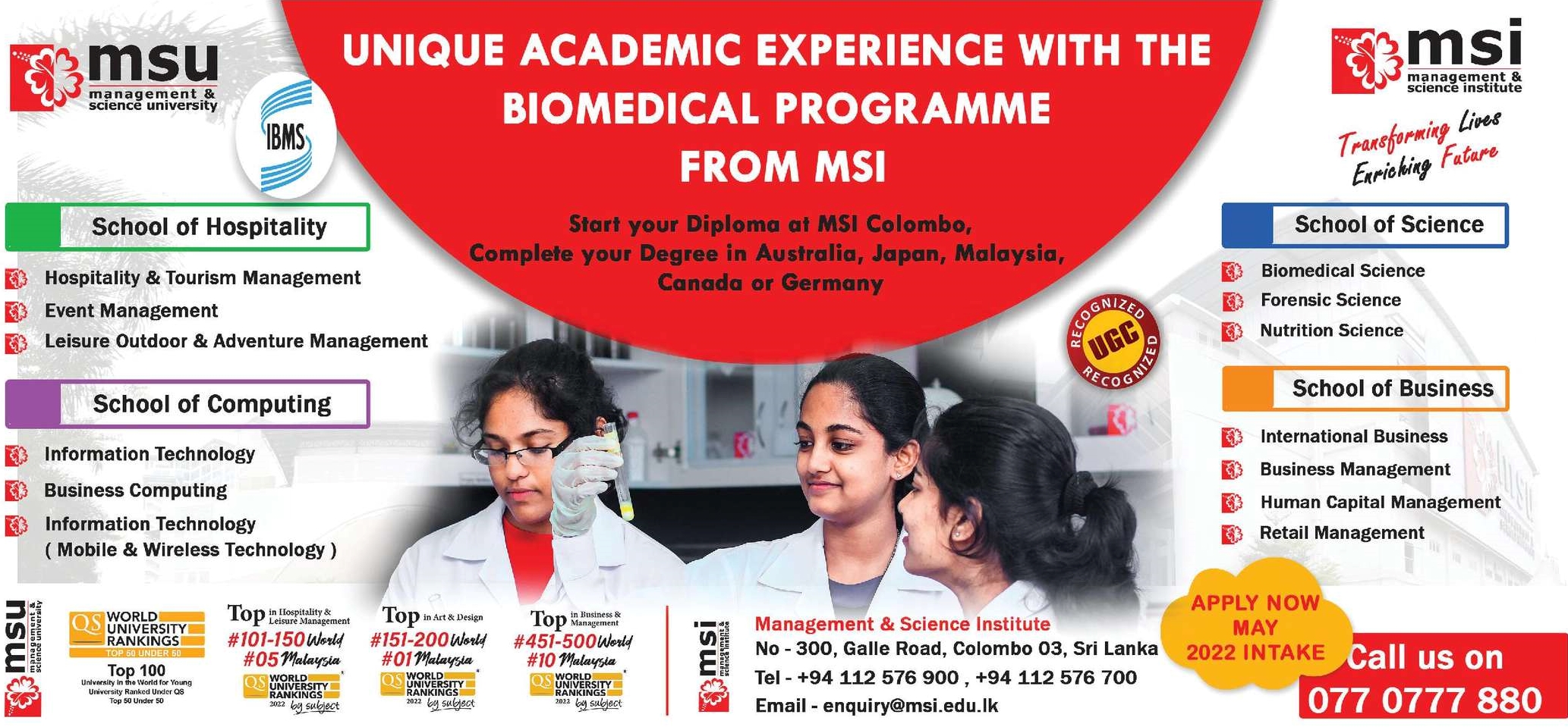 Biomedical Degree Programme in MSU Management and Science Institute