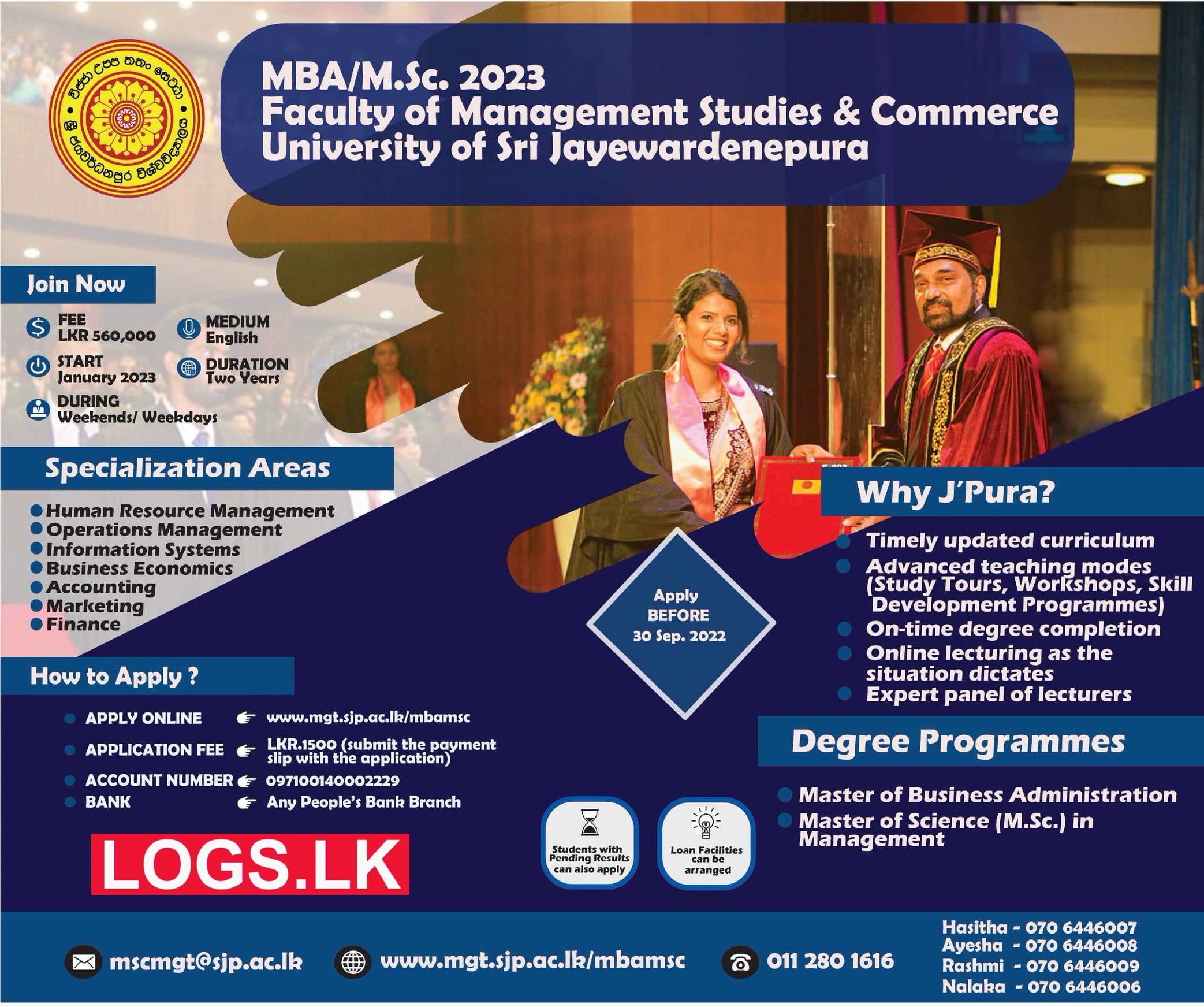 MBA/MSC 2023 Faculty of Management Studies & Commerce - University of Sri Jayewardenepura Courses Details, Apply Online