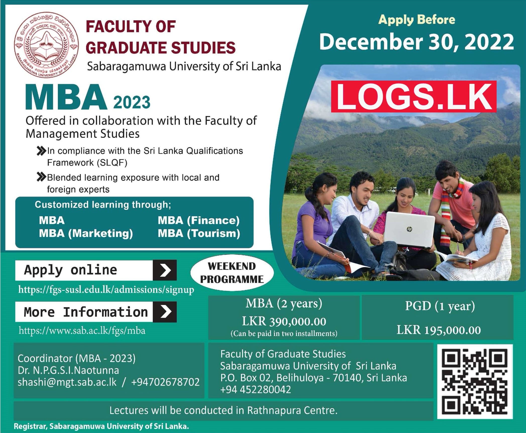 MBA Degree 2023 Apply Online Sabaragamuwa University aster of Business Administration (MBA) | PGD Business Administration