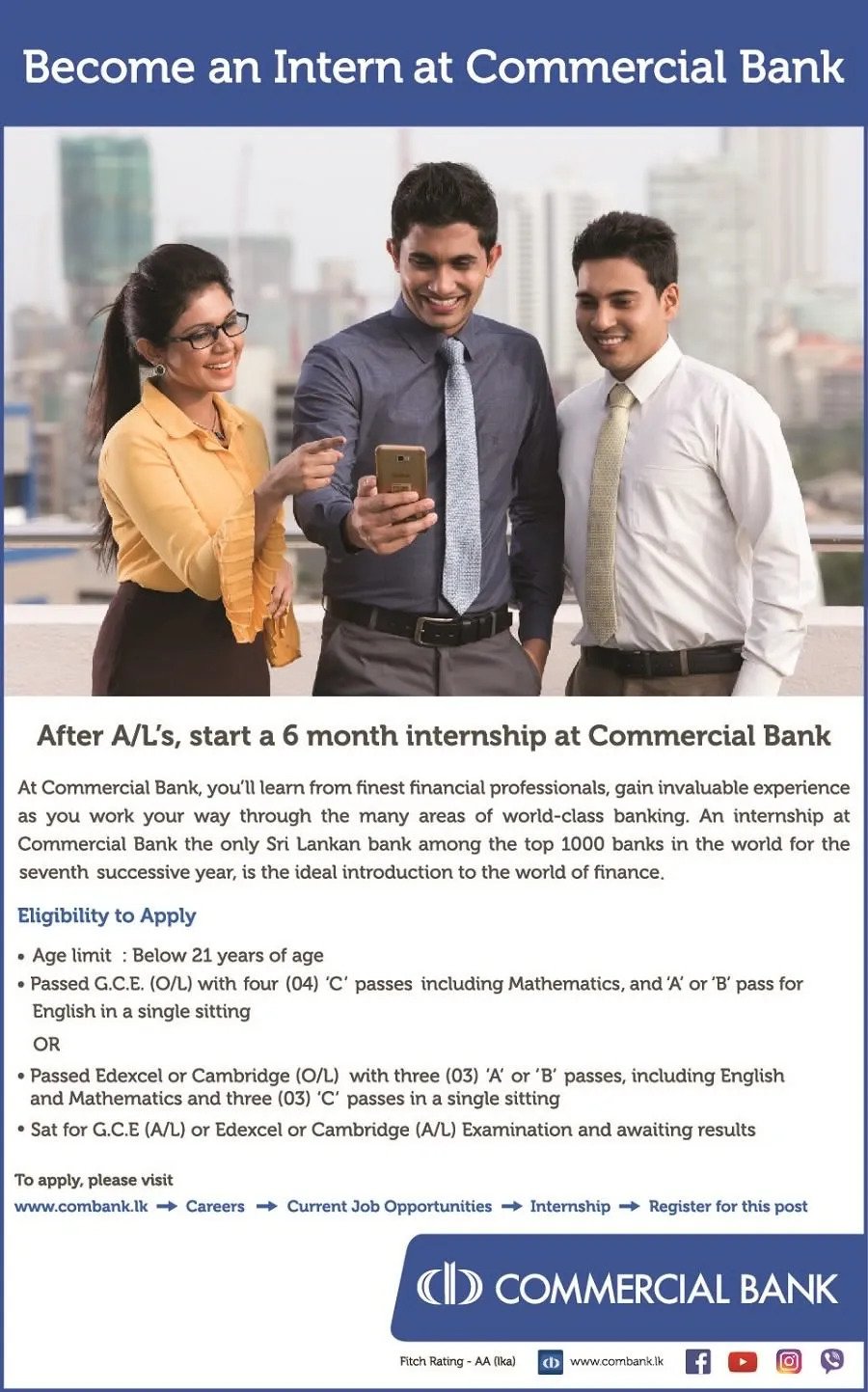 Intern Jobs Recruitments at Commercial Bank PLC