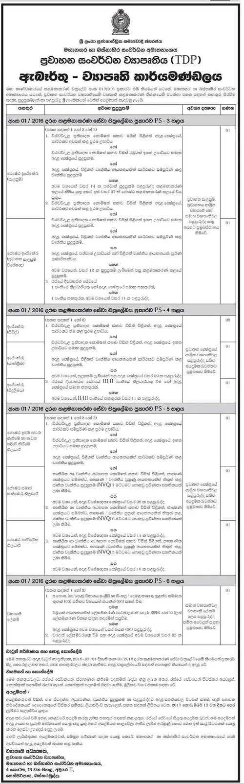 Ministry of Megapolis and Western Development Engineer and other Vacancies