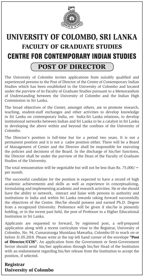Director Vacancy - University of Colombo