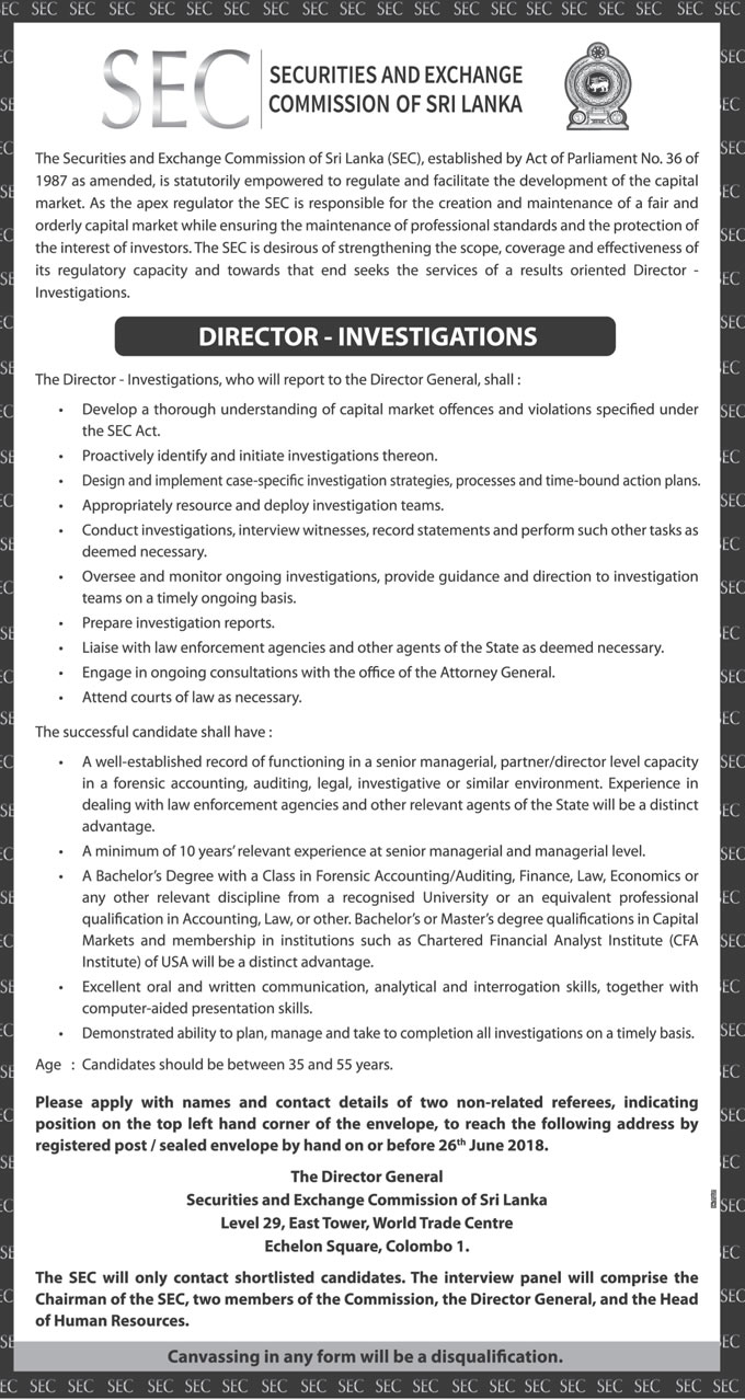 Director (Investigations) - Securities & Exchange Commission
