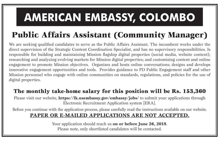 Public Affairs Assistant ( Community Manager ) - American Embassy Jobs Vacancies