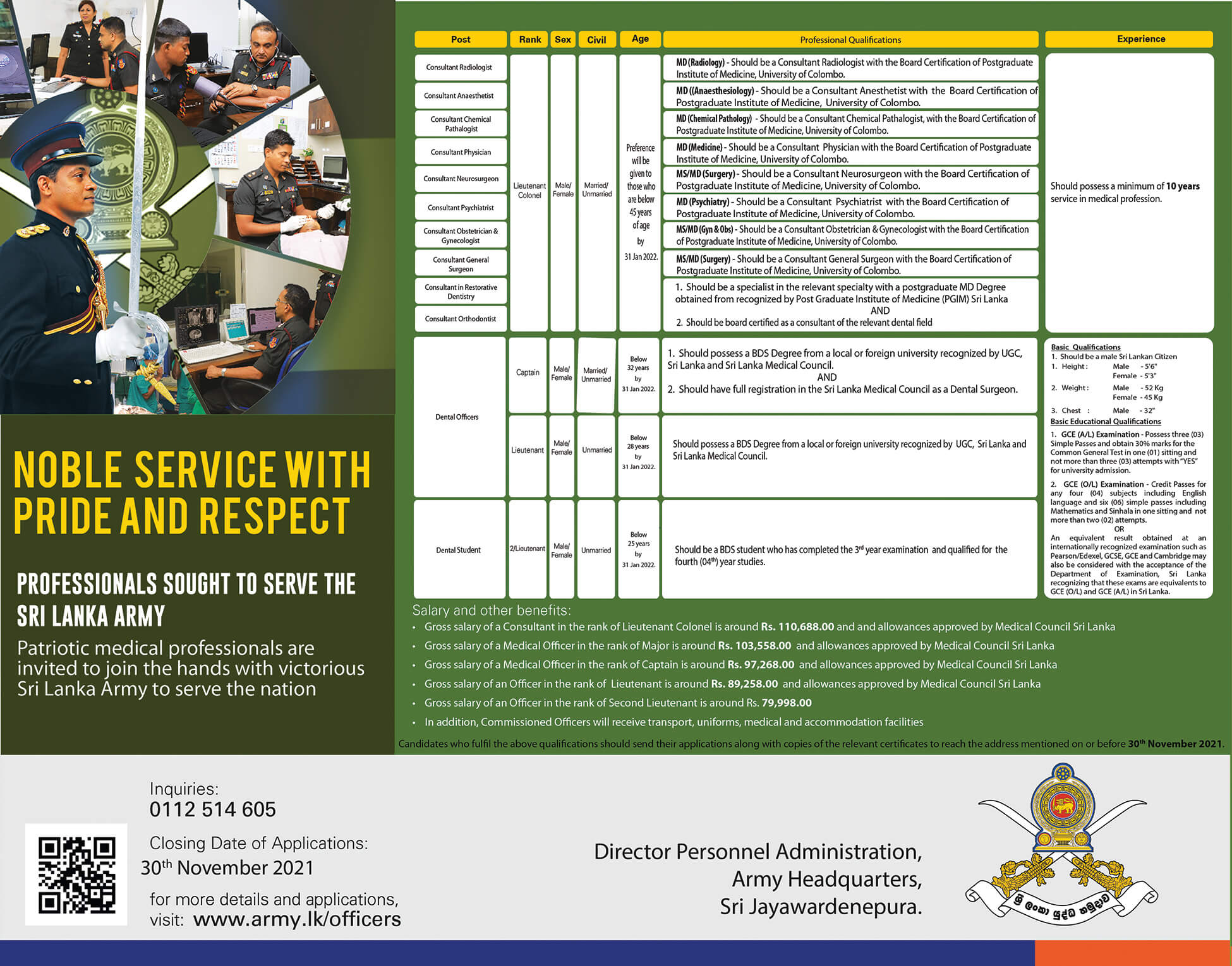 IT Officer, Engineering Officer, Other Professional Officer - Sri Lanka Army English