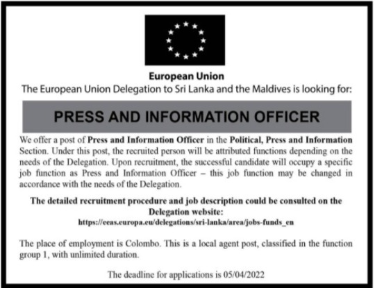 European Union Vacancies 2022 for Press and Information Officer