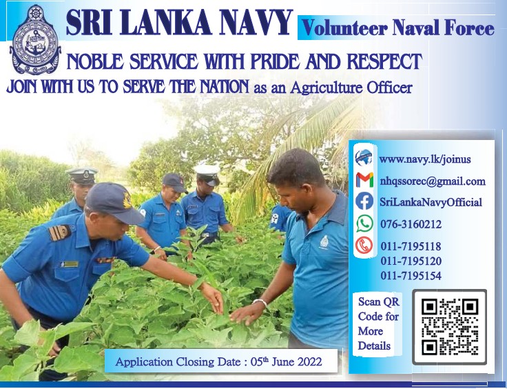 Agriculture Officer Vacancies in Sri Lanka Navy Jobs Vacancies Application