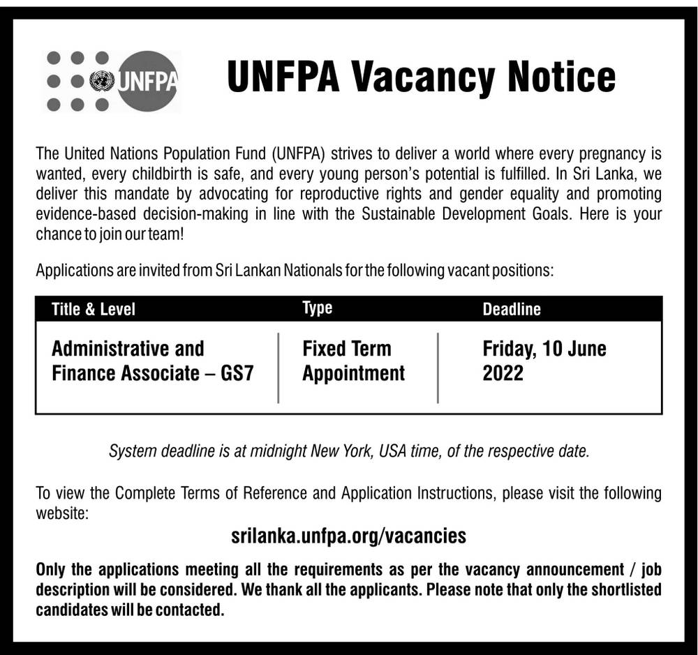 Administrative and Finance Associate - United Nations Population Fund Jobs Vacancies