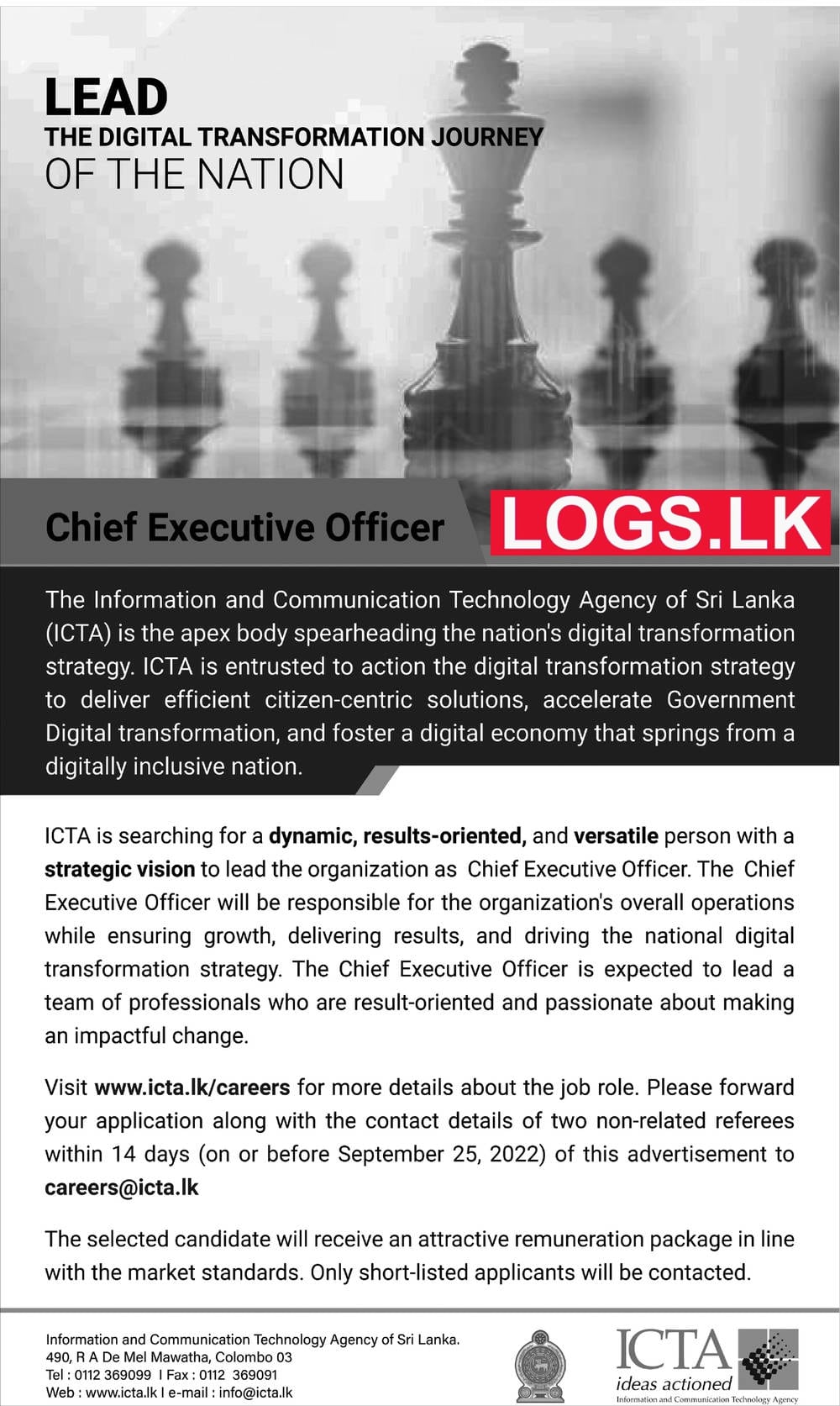 Chief Executive Officer Job Vacancy in ICTA Jobs Vacancies