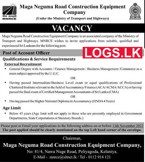 Account Officer Job Vacancy in Maga Neguma Road Construction Equipment Company Jobs Vacancies
