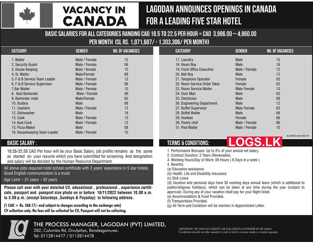 Canada Jobs Vacancies 2023 for Sri Lankan Jobs Vacancies
