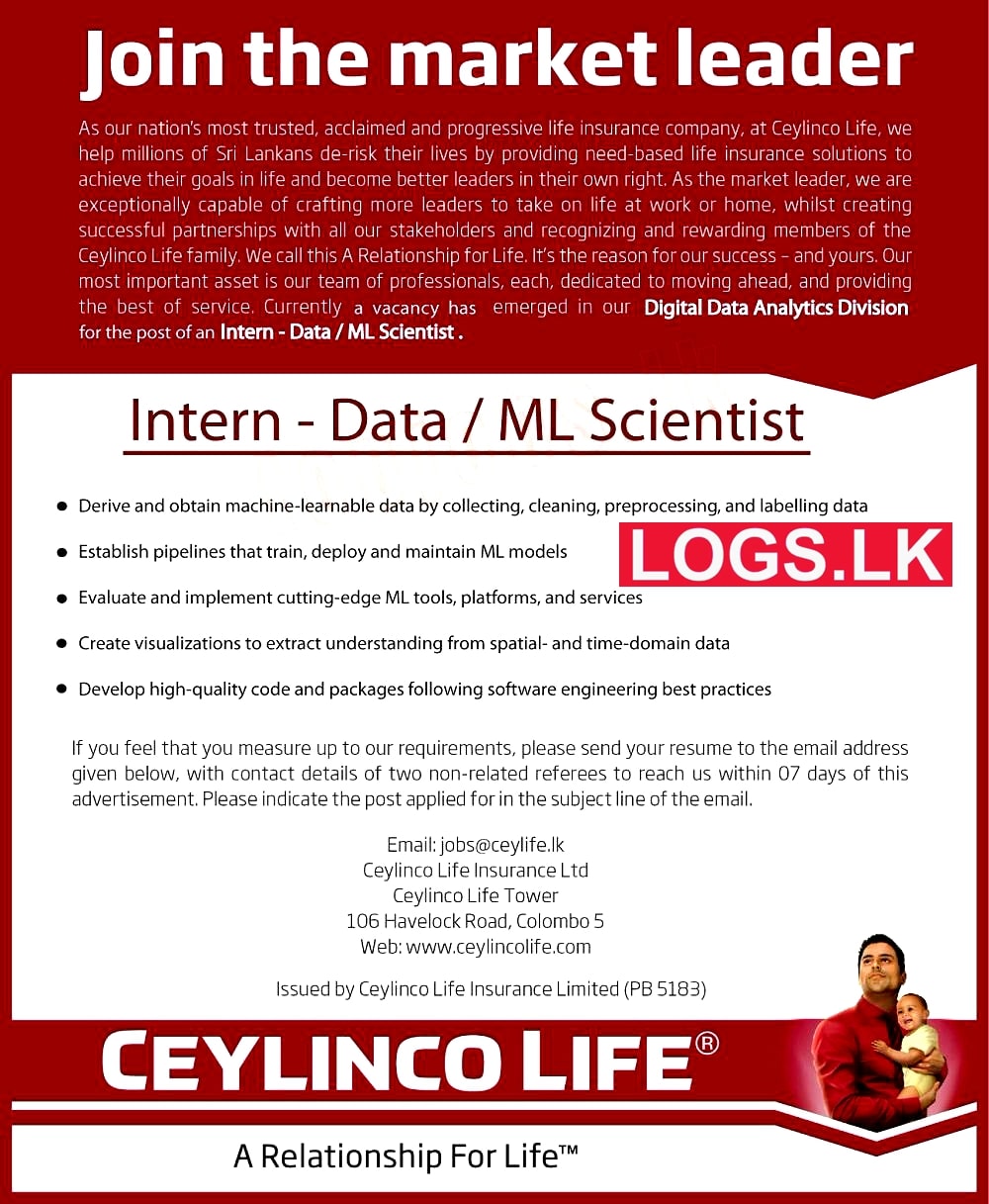 Data Scientist Internship 2023 in Ceylinco Life Insurance Jobs Vacancies