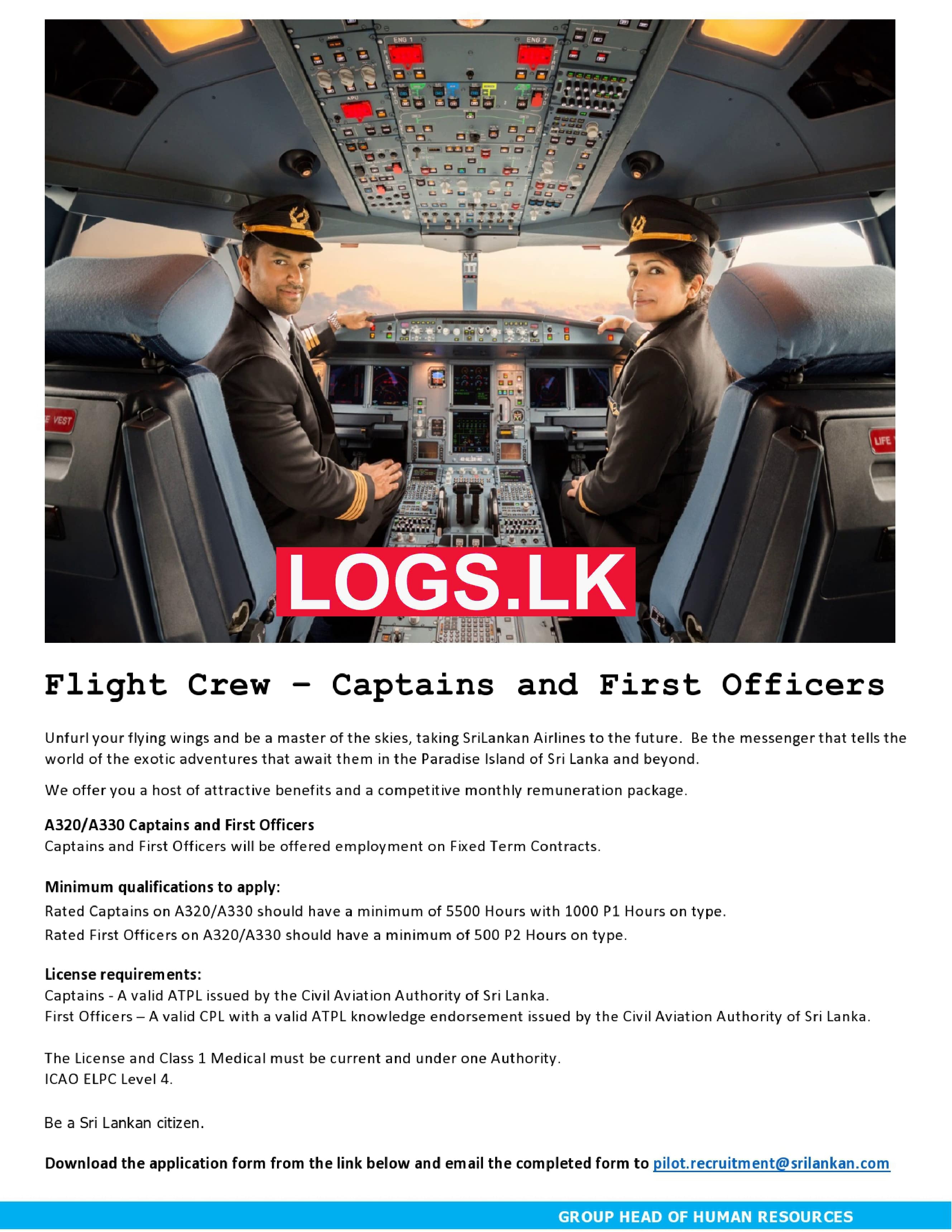 Captains and First Officers Sri Lankan Airlines Vacancies 2023 Job vacancy in Sri Lanka