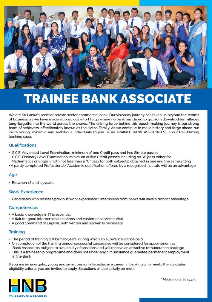 Trainee Associate Vacancies in Hatton National Bank(HNB Bank)