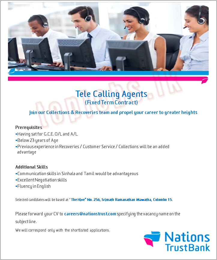 Tele Calling Agents Vacancies in Collections Department NTB Bank