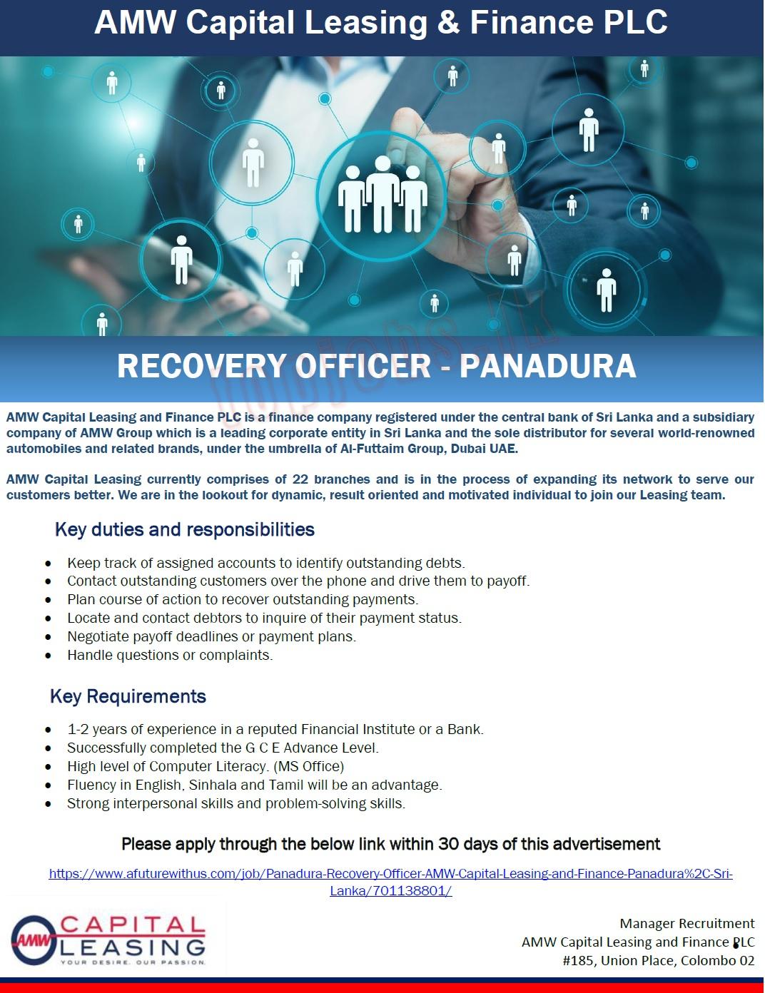 Recovery Officer Job Vacancy in Associated Motorways Company English Details