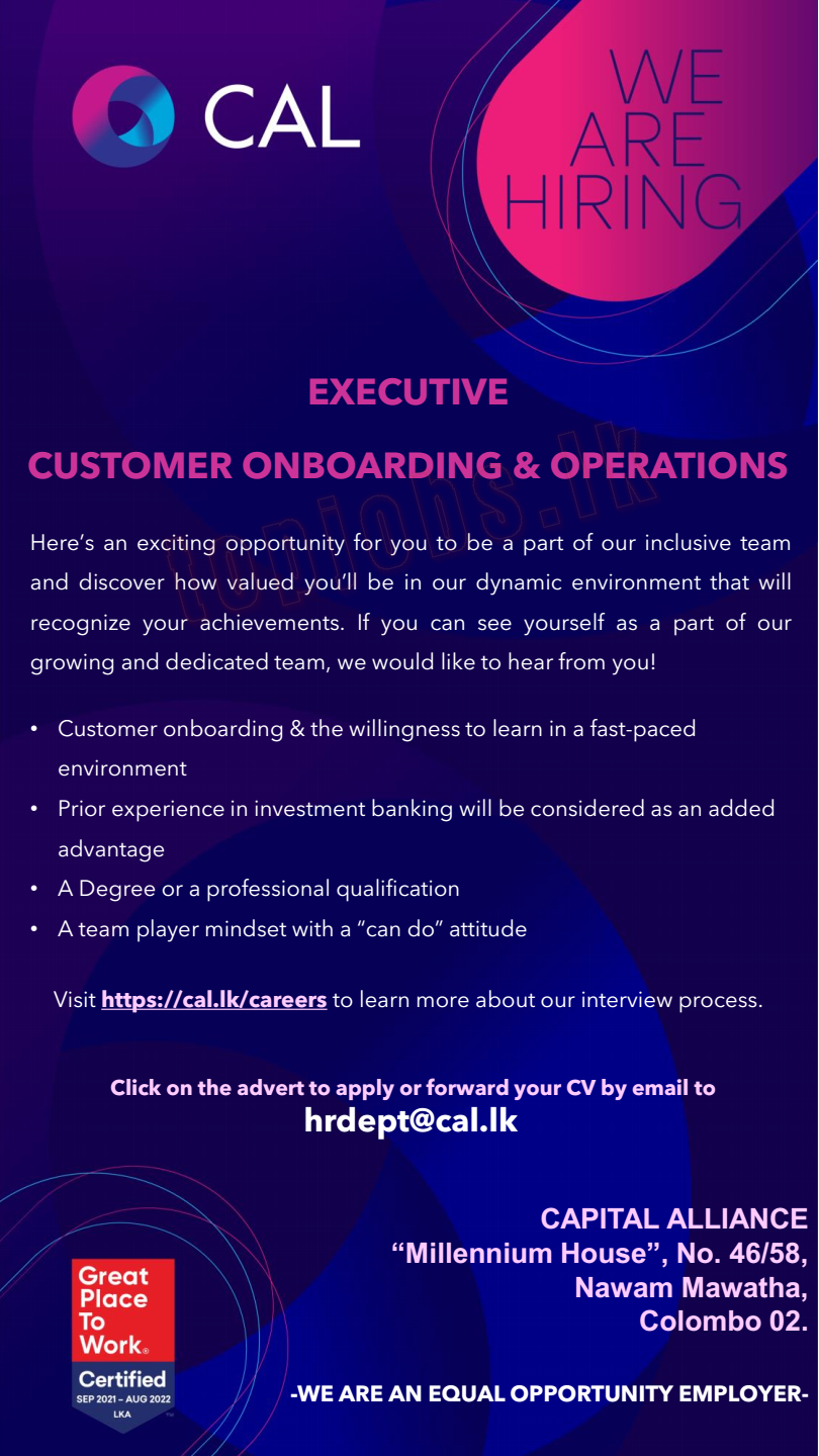 Executive - Customer Onboarding & Operations Capital Alliance Details English