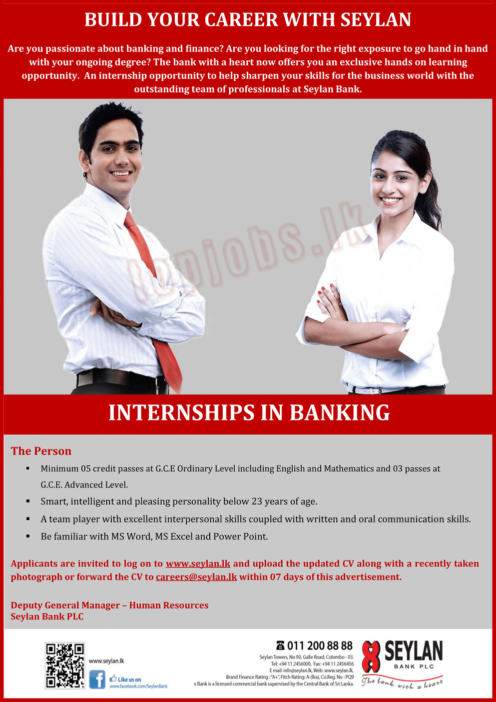 Internship Jobs Vacancies at Banking Division of Seylan Bank Details