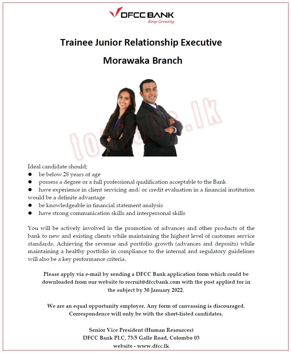 Trainee Executive Jobs Vacancy in DFCC Bank Details