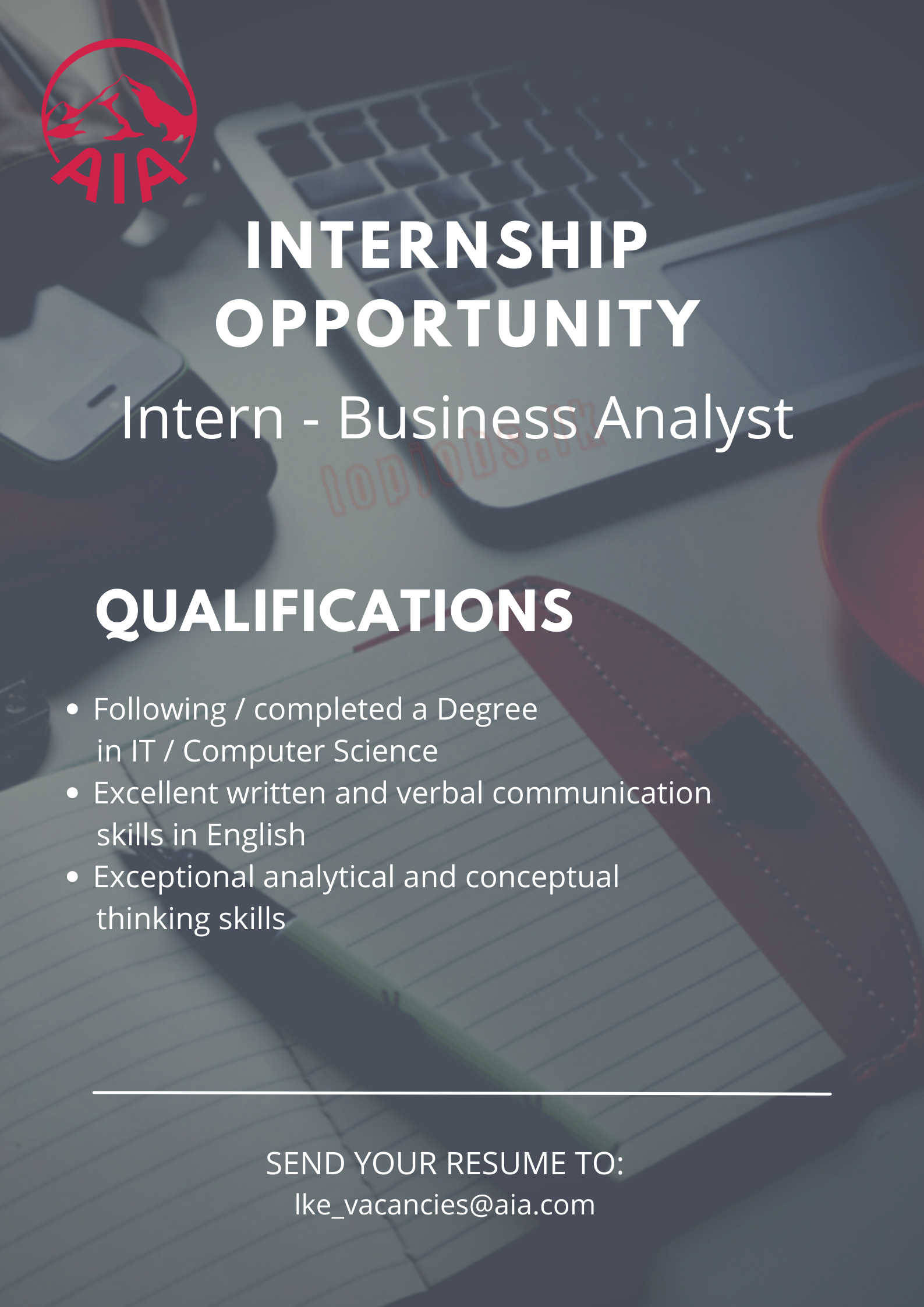 Intern of Business Analyst Vacancies in AIA Insurance