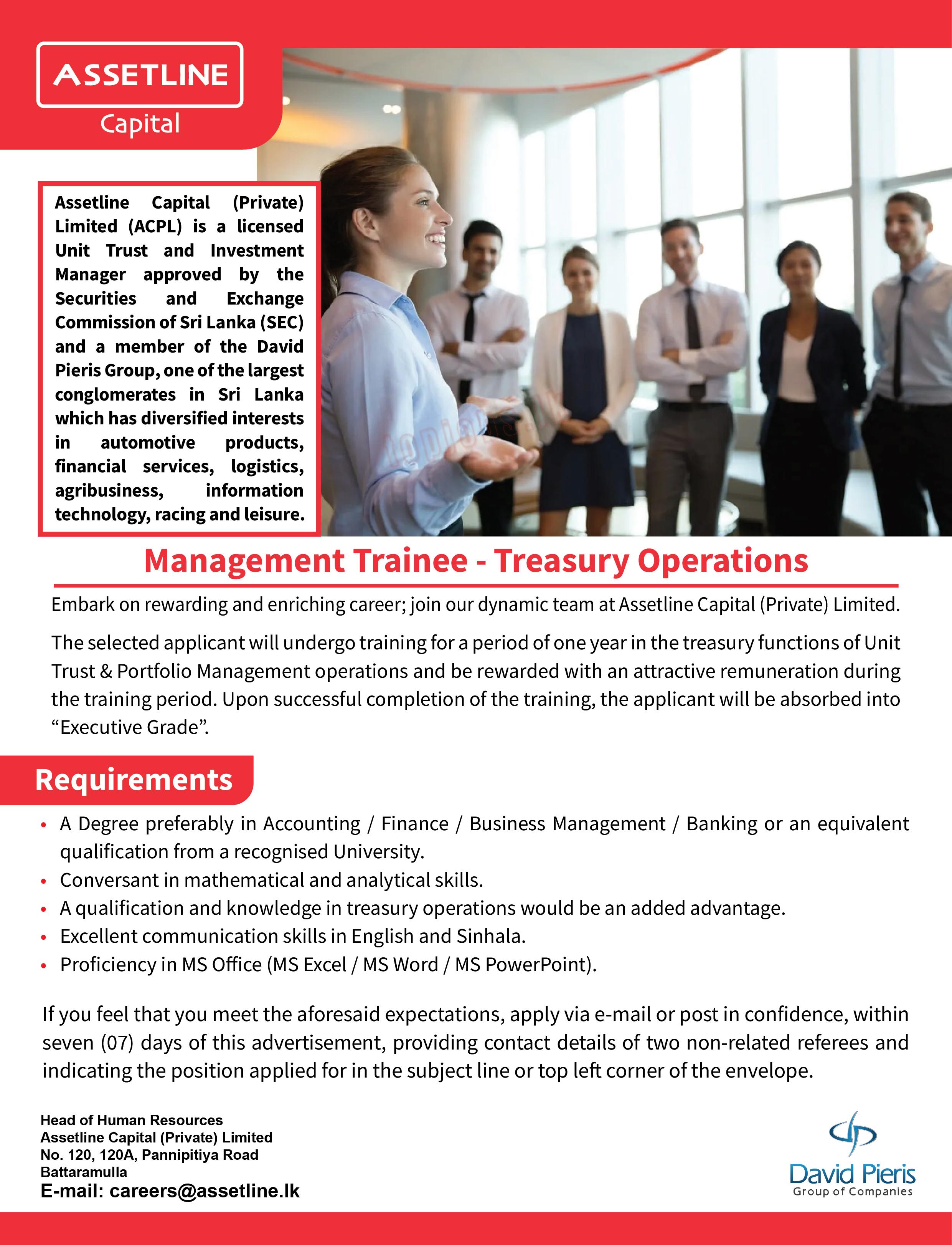 Management Trainee Jobs Vacancies DPMC Assetline Holdings