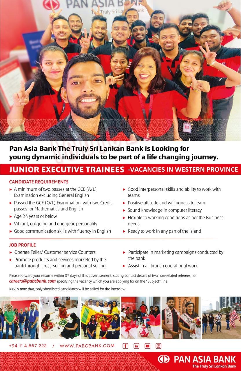 Junior Executive Trainees Vacancy in Pan Asia Bank
