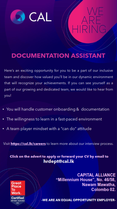 Documentation Assistant Vacancy in Capital Alliance