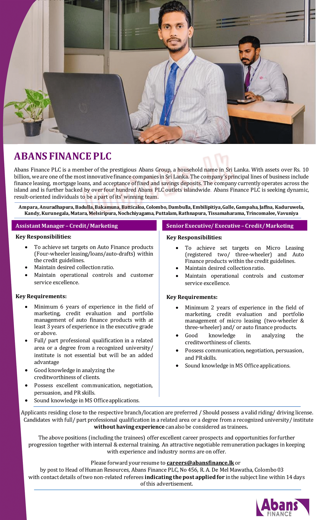 Assistant Manager & Executive of Credit / Marketing Abans Finance