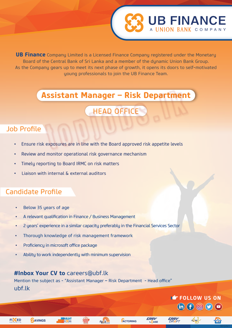 Assistant Manager of Risk Department Vacancy in UB Finance