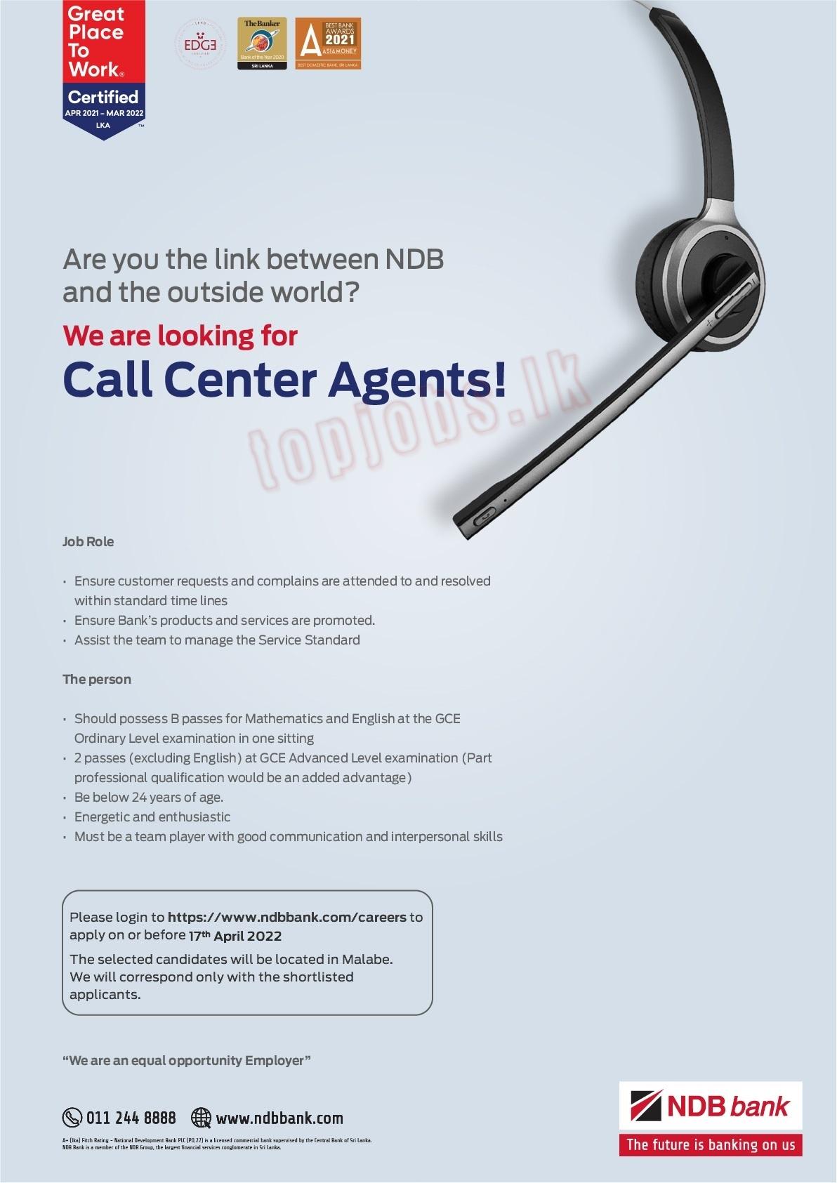 Call Centre Agents - National Development Bank Jobs Vacancies 2022