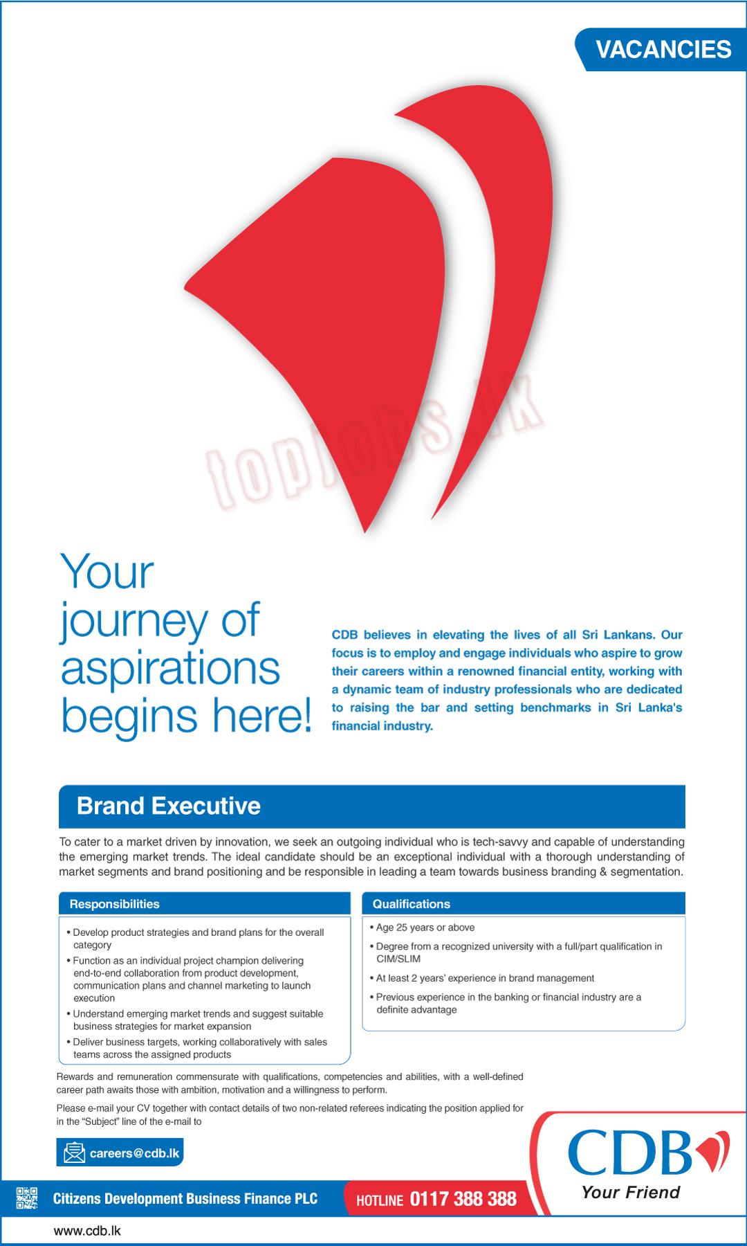CDB Finance Vacancy 2022 for Brand Executive