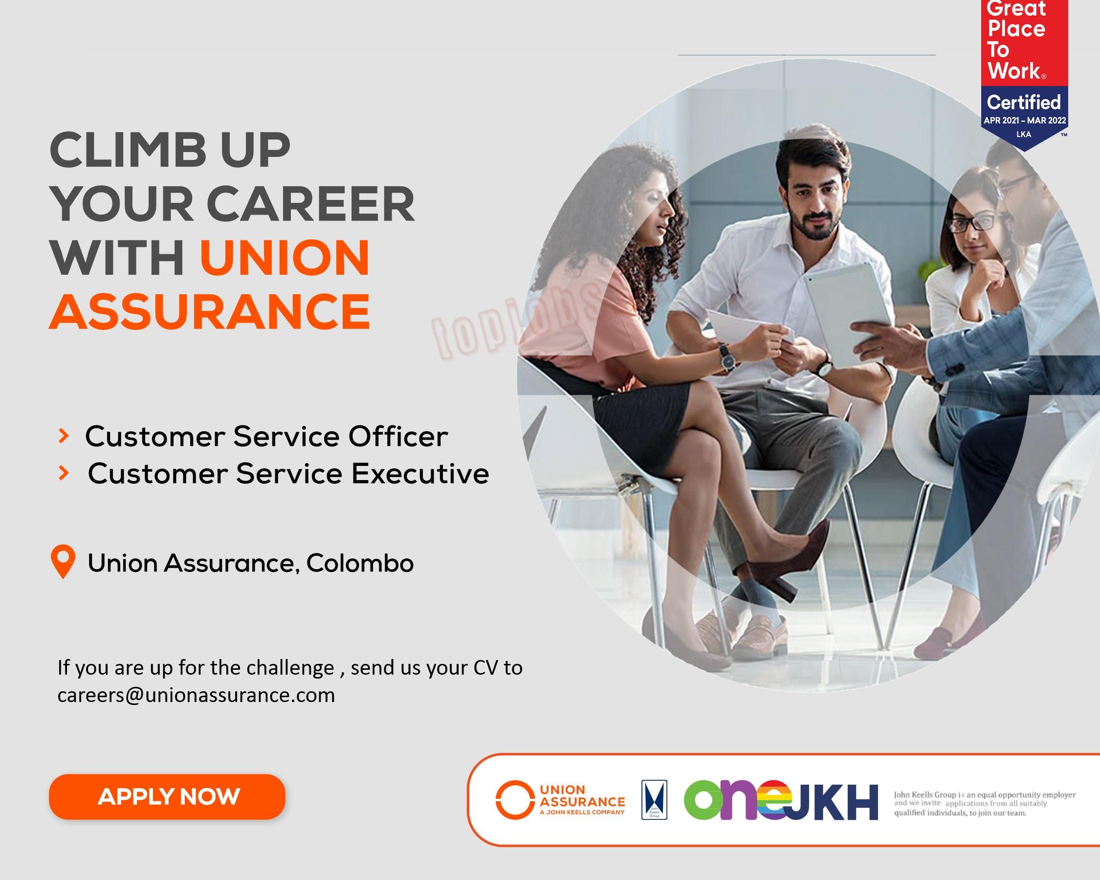 Call Center Officer Vacancies 2022 in Union Assurance PLC