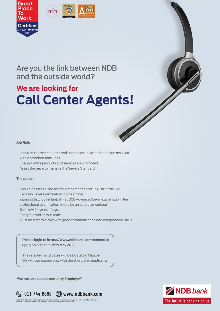 Call Center Associate Vacancies 2022 - NDB Bank Jobs Vacancies