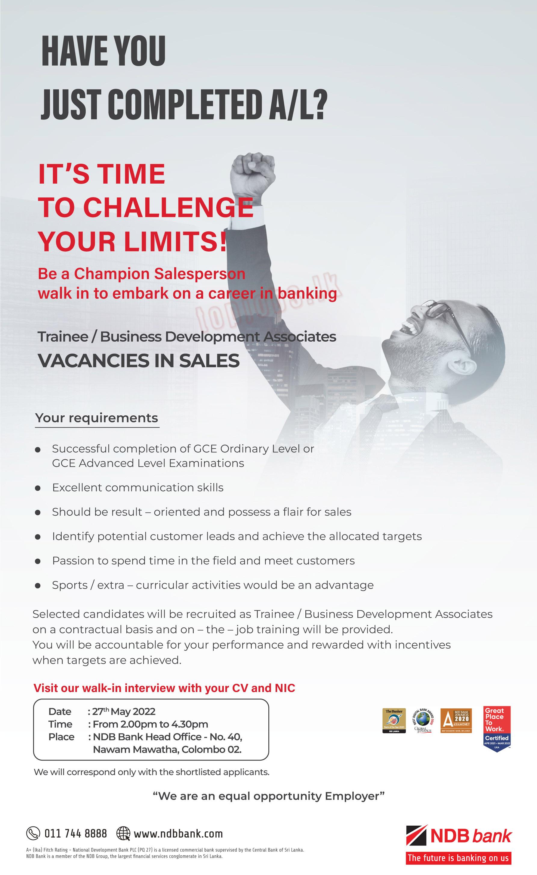 Trainee / Business Development Associates - National Development Bank Jobs Vacancies