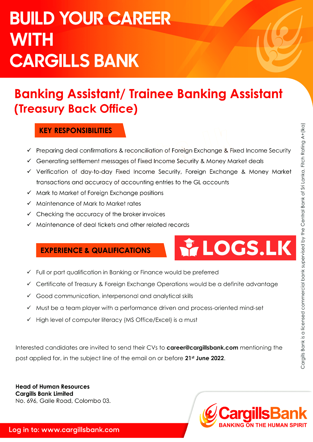Banking Assistant / Trainee Banking Assistant Vacancy - Cargills Bank Jobs Vacancies