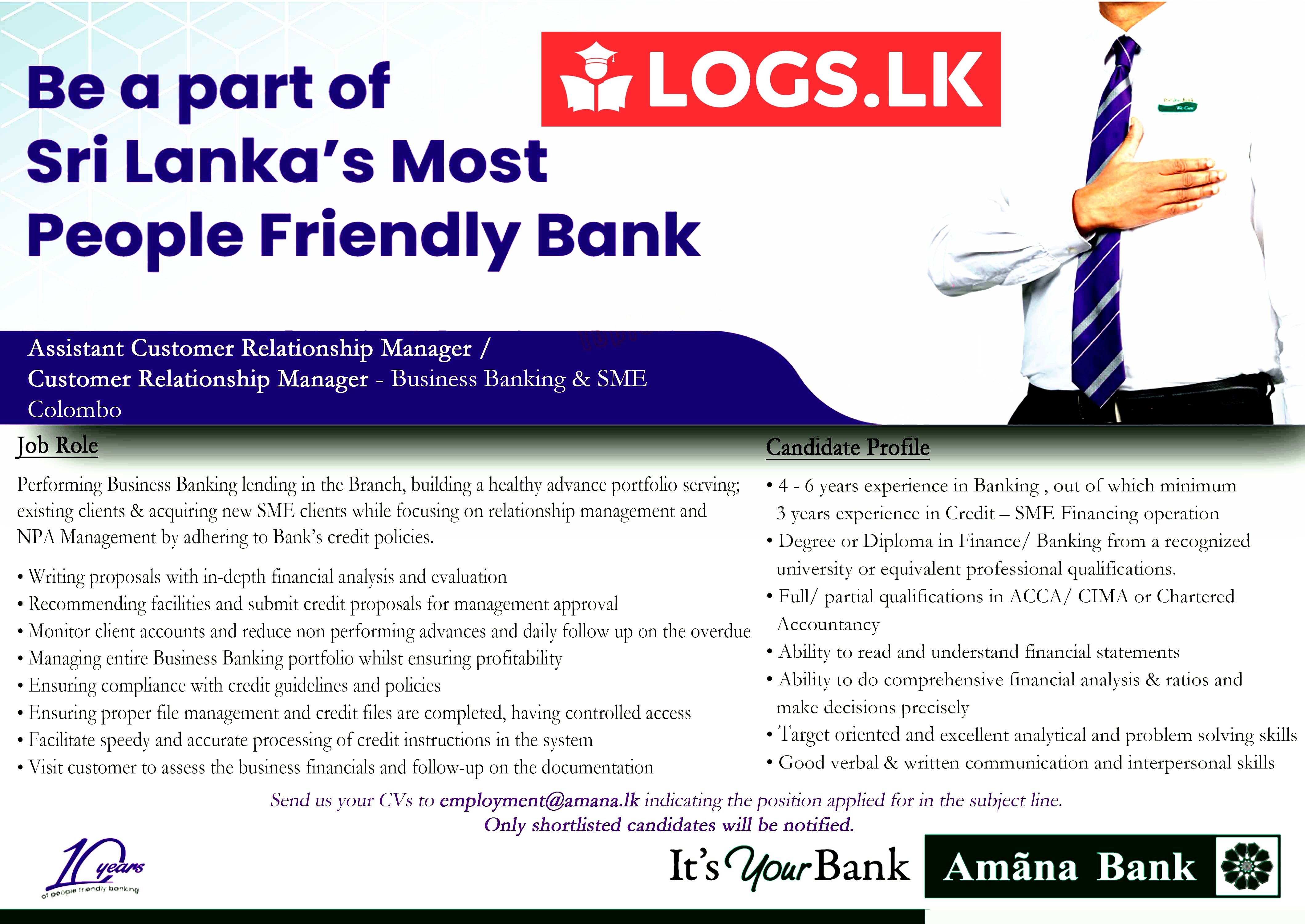 Customer Relations Managers Vacancies 2022 - Amana Bank Jobs Vacancies