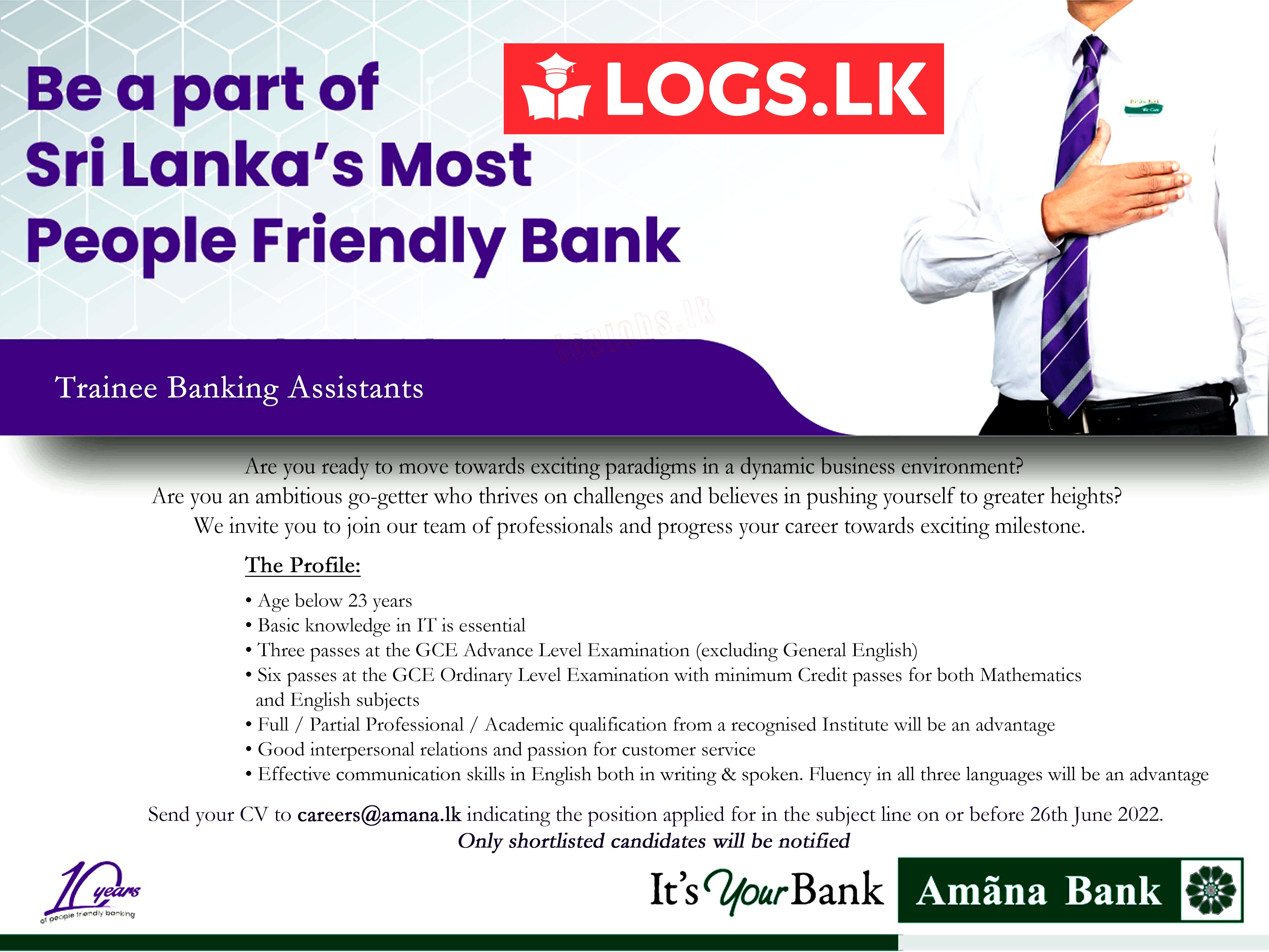 Trainee Banking Assistant Vacancies 2022 - Amana Bank Jobs Vacancies