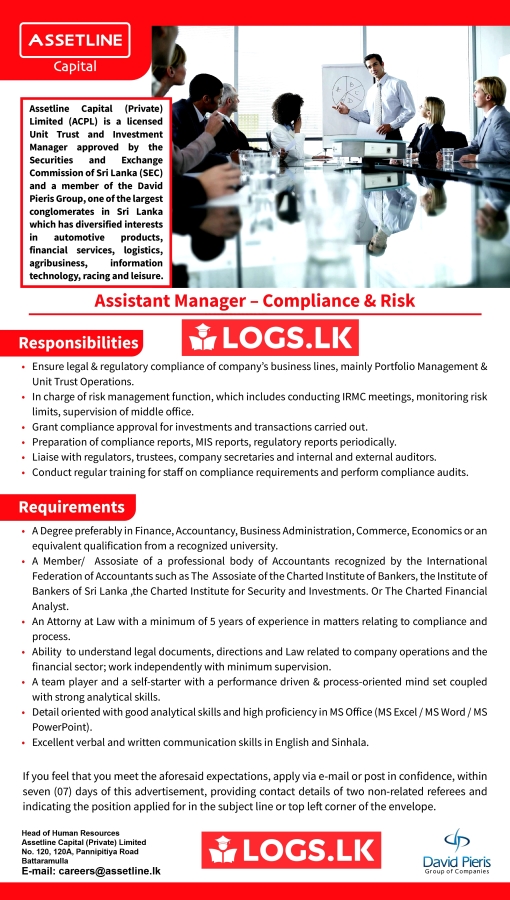 Assistant Manager (Compliance & Risk) Jobs Vacancy - DPMC Assetline Jobs Vacancies