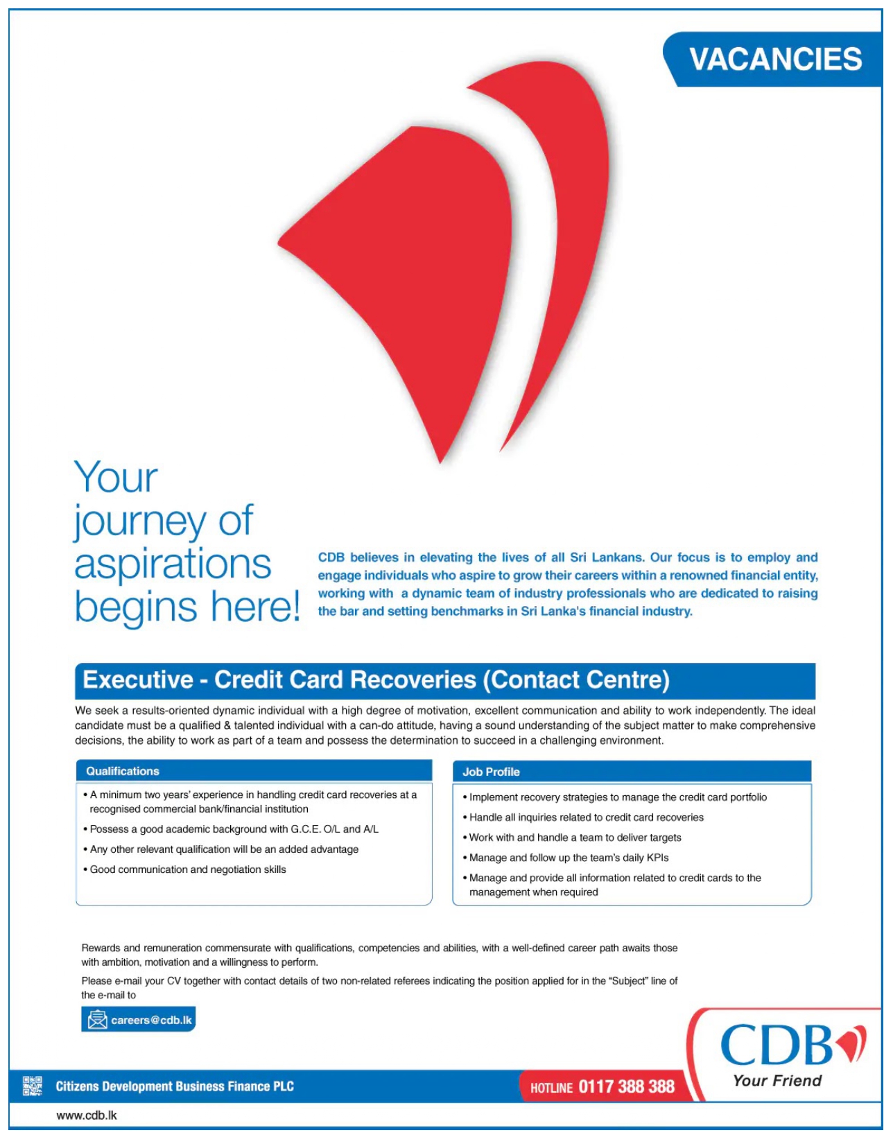 Executive (Credit Card Recoveries) Vacancies - CDB Finance Jobs Vacancies