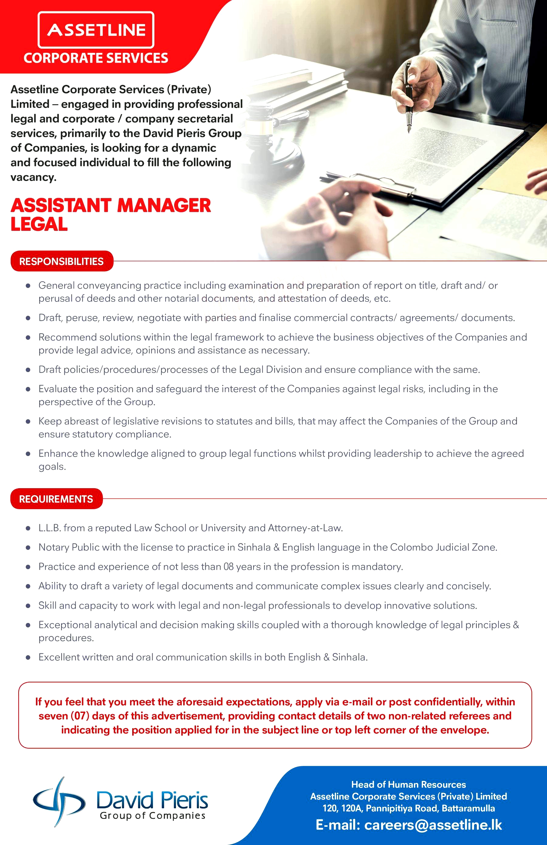 Manager (Legal) Jobs Vacancy - DPMC Assetline Holdings Jobs vacancies