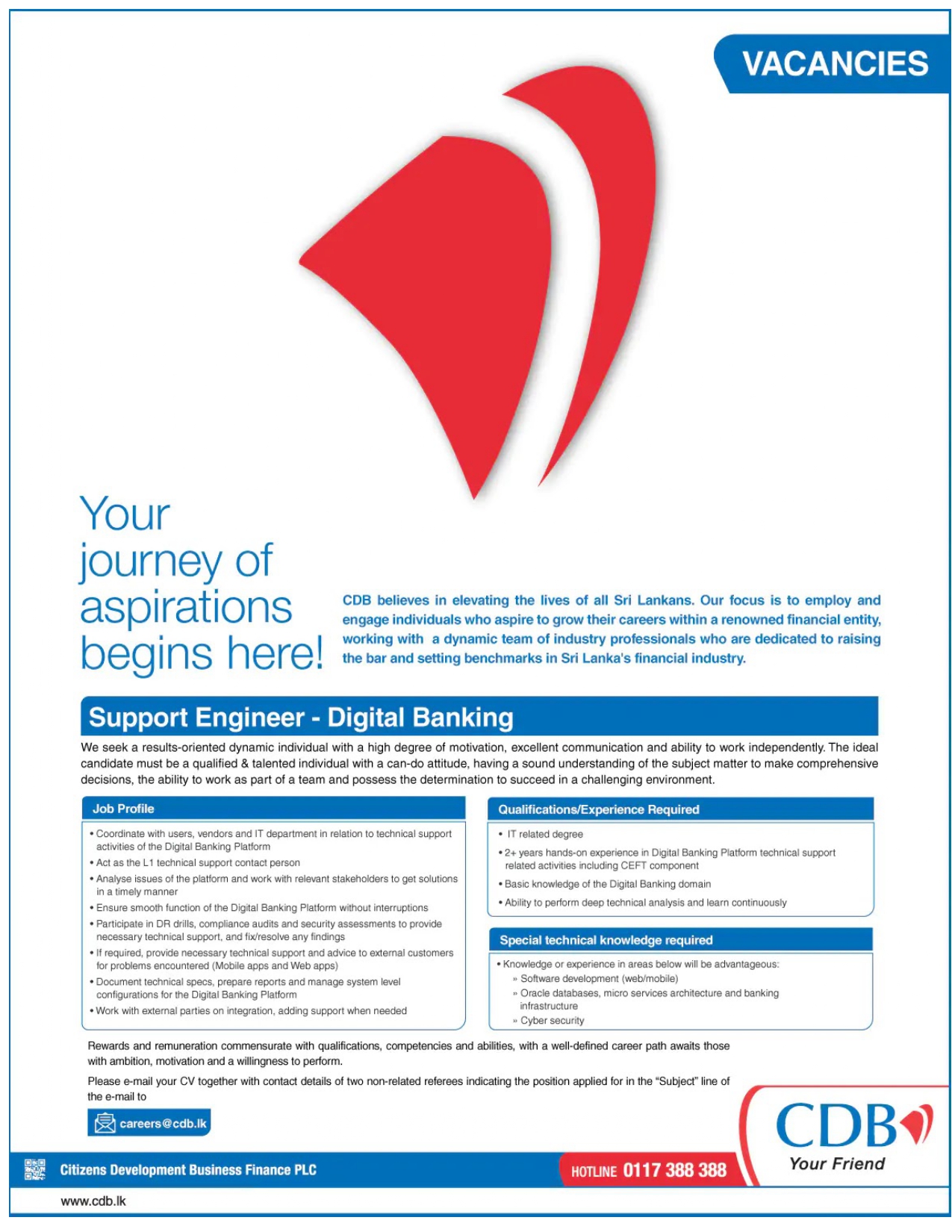 Support Engineer (Digital Banking) Vacancies - CDB Finance Jobs Vacancies