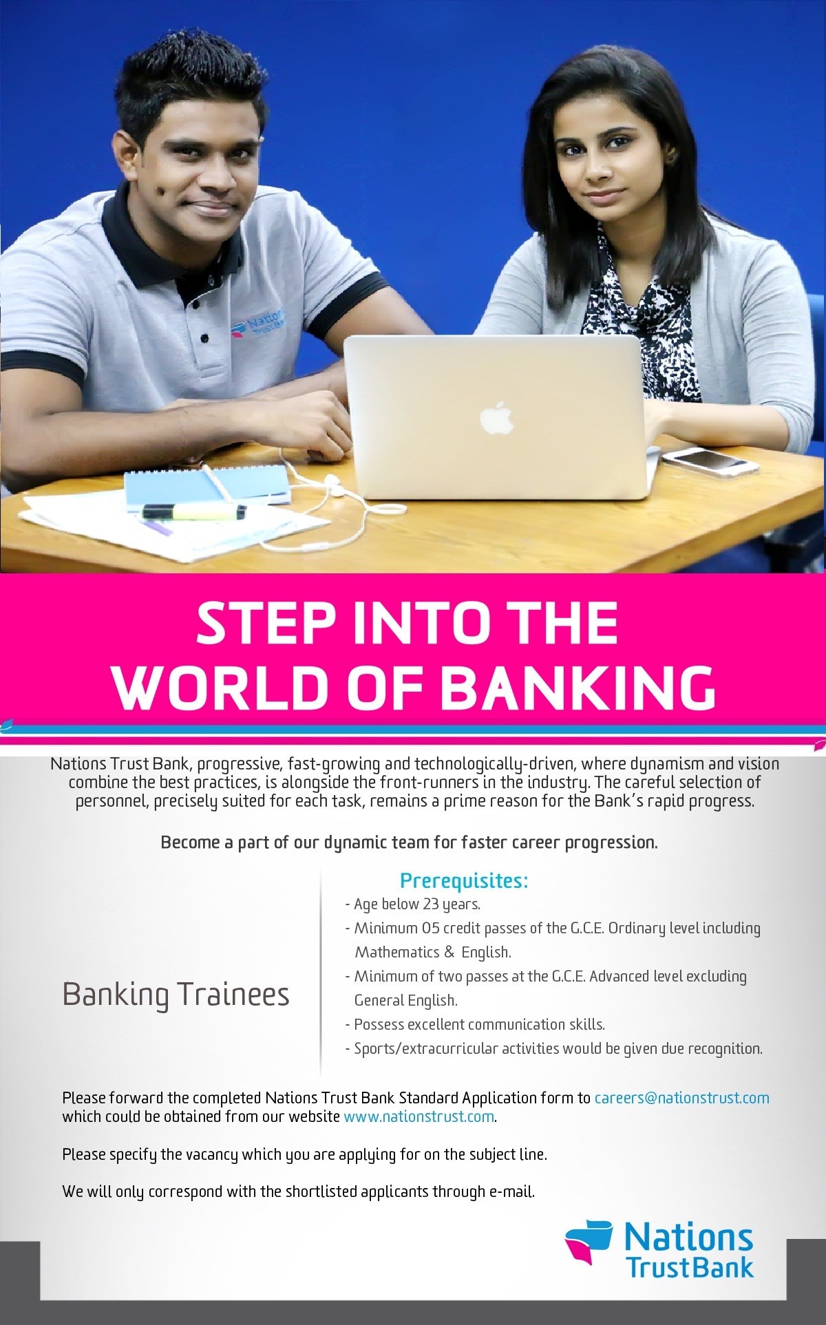 Trainee Banking Assistant Vacancies - Nations Trust Bank Jobs Vacancies Details
