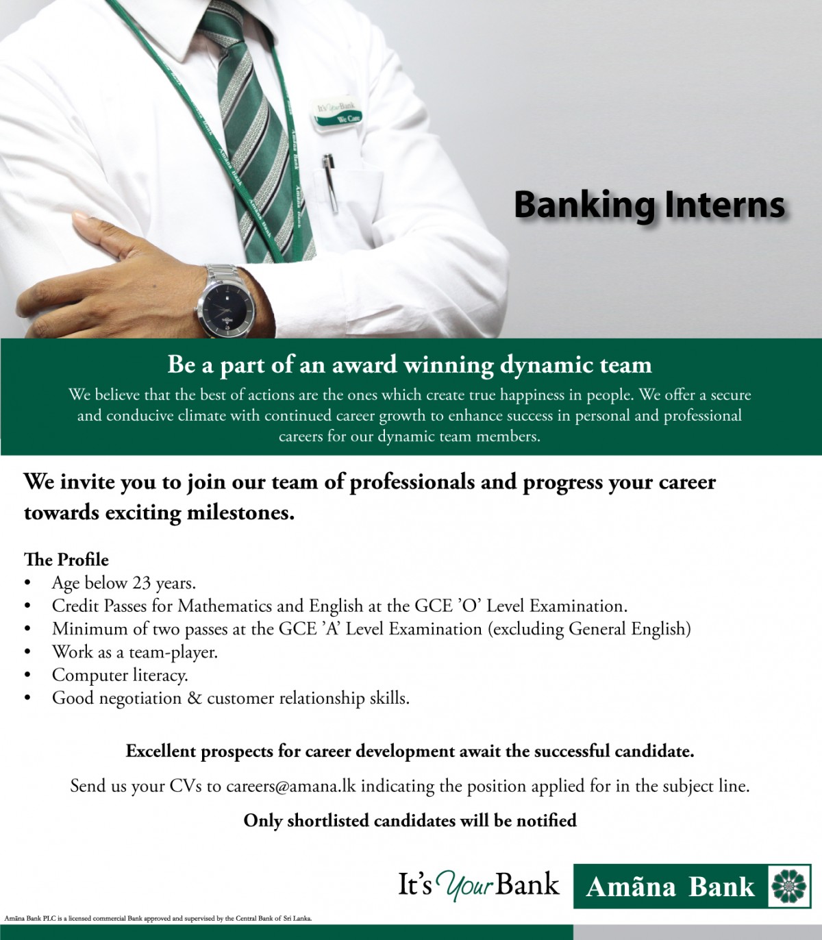 Banking Interns Jobs Vacancies - Amana Bank Jobs Vacancy Details