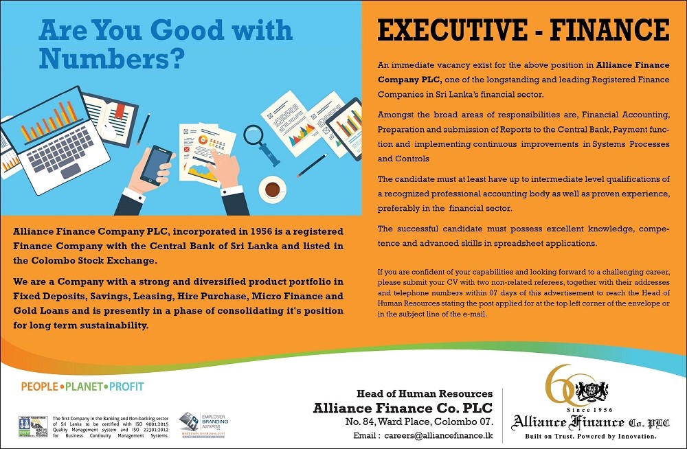 Executive (Finance) Jobs Vacancies - Alliance Finance Job Vacancy Details