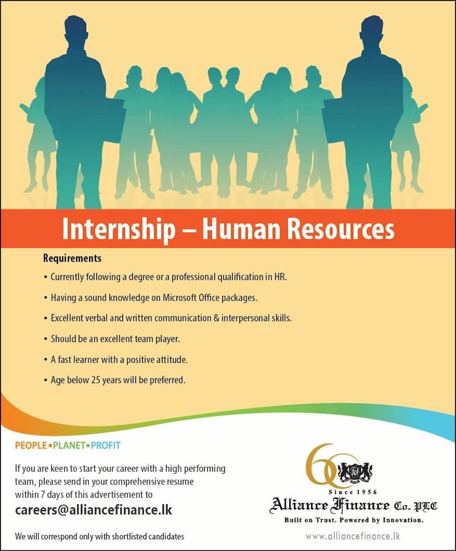 Internship (Human Resources) Jobs Vacancies – Alliance Finance Job Vacancy Details