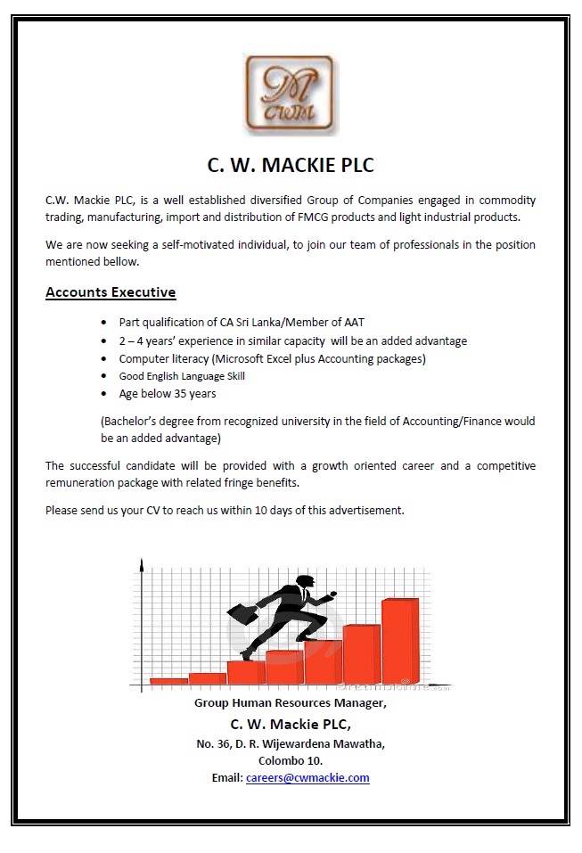 Accounts Executive Jobs Vacancies - C W Mackie PLC Jobs Opportunities