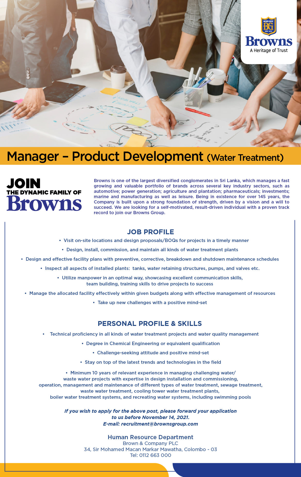 Manager (Product Development) Jobs Vacancies – Brown and Company Jobs Vacancy