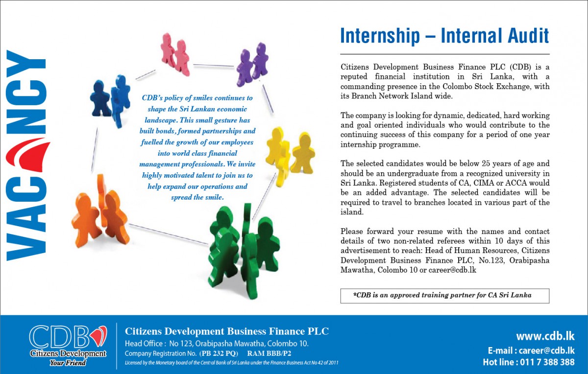 Internship for Internal Audit Jobs Vacancies - CDB Finance Jobs vacancies Details